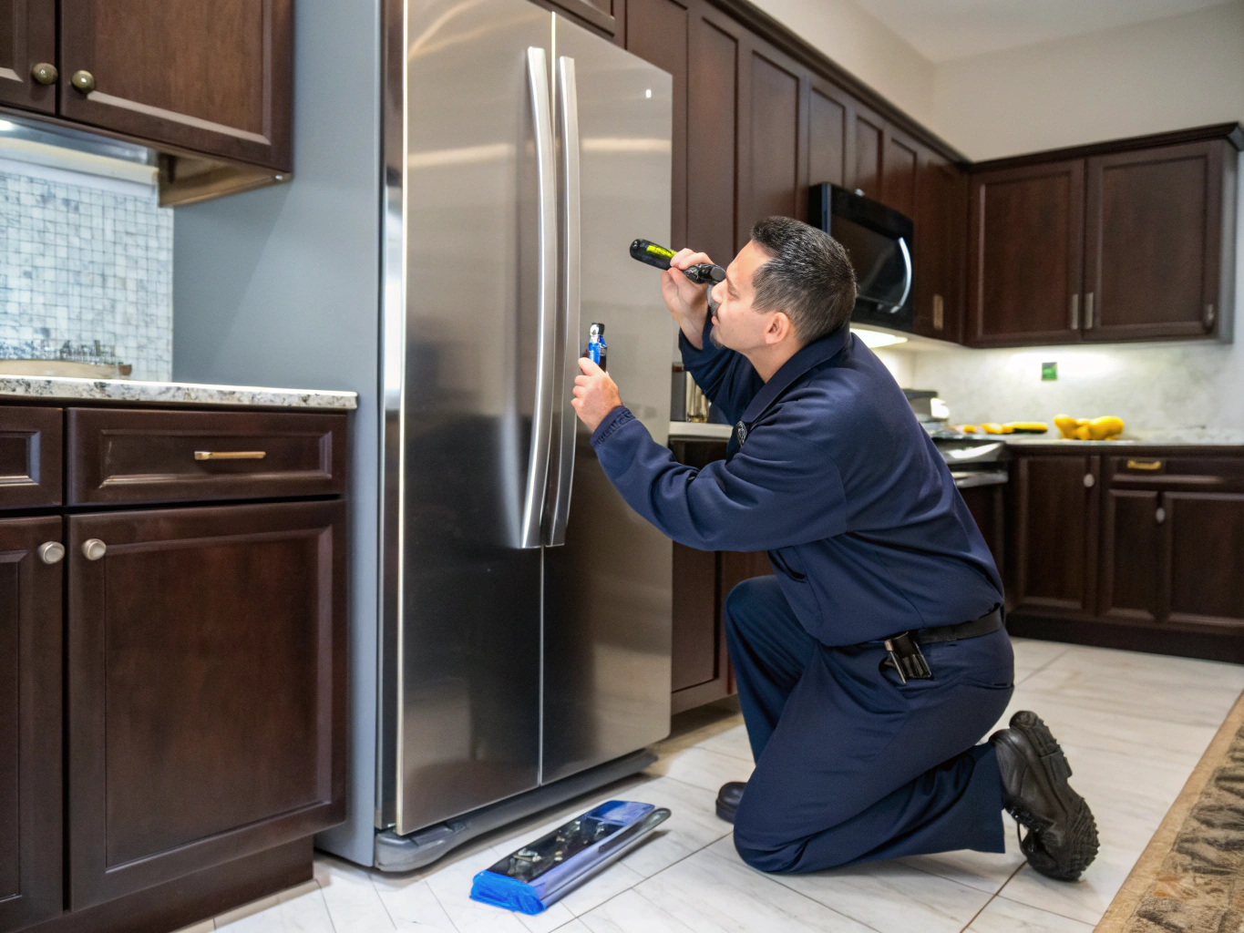 Technician conducting regular preventive appliance maintenance check