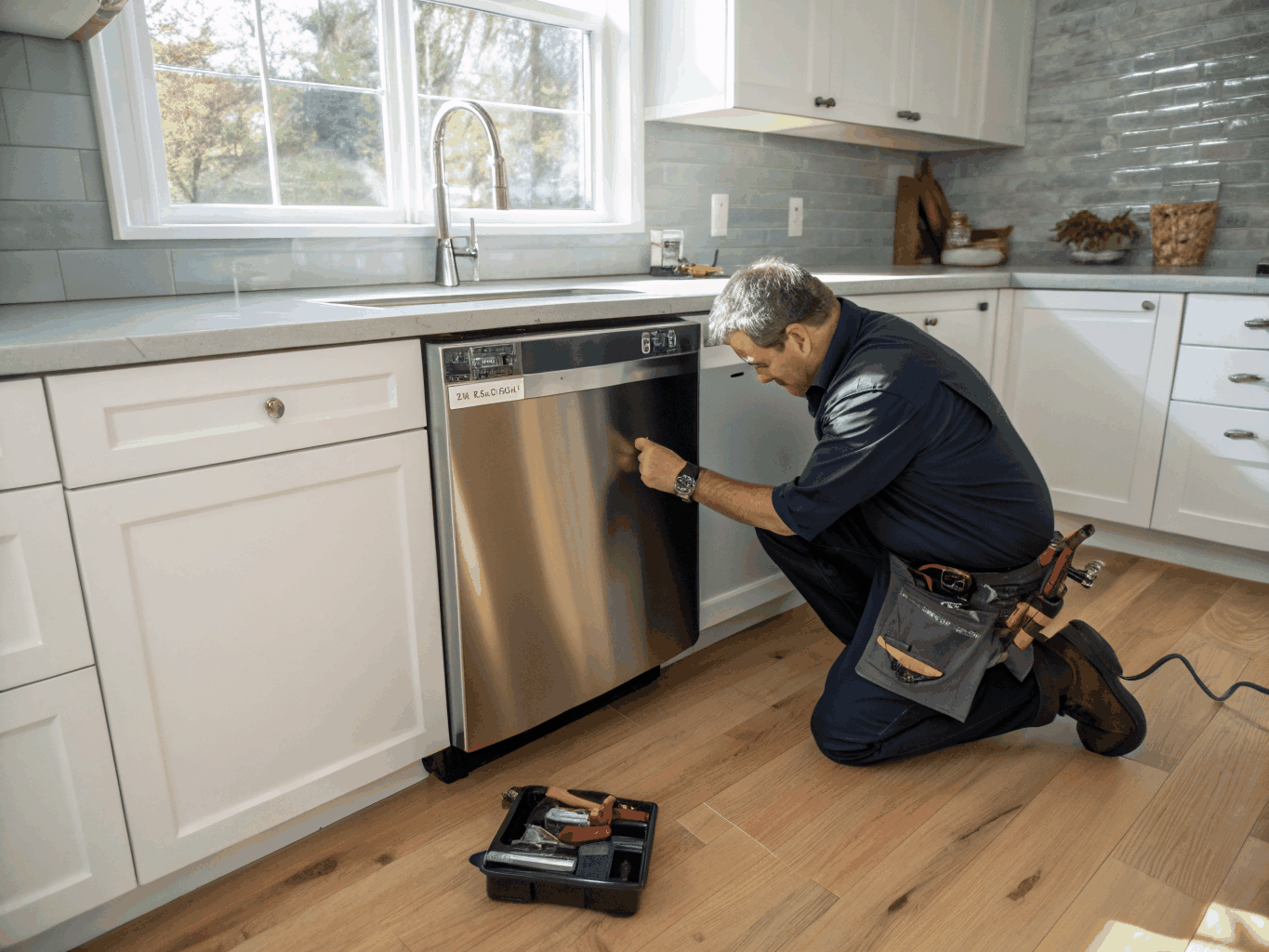 Certified appliance technician servicing an appliance in Lawrenceville GA