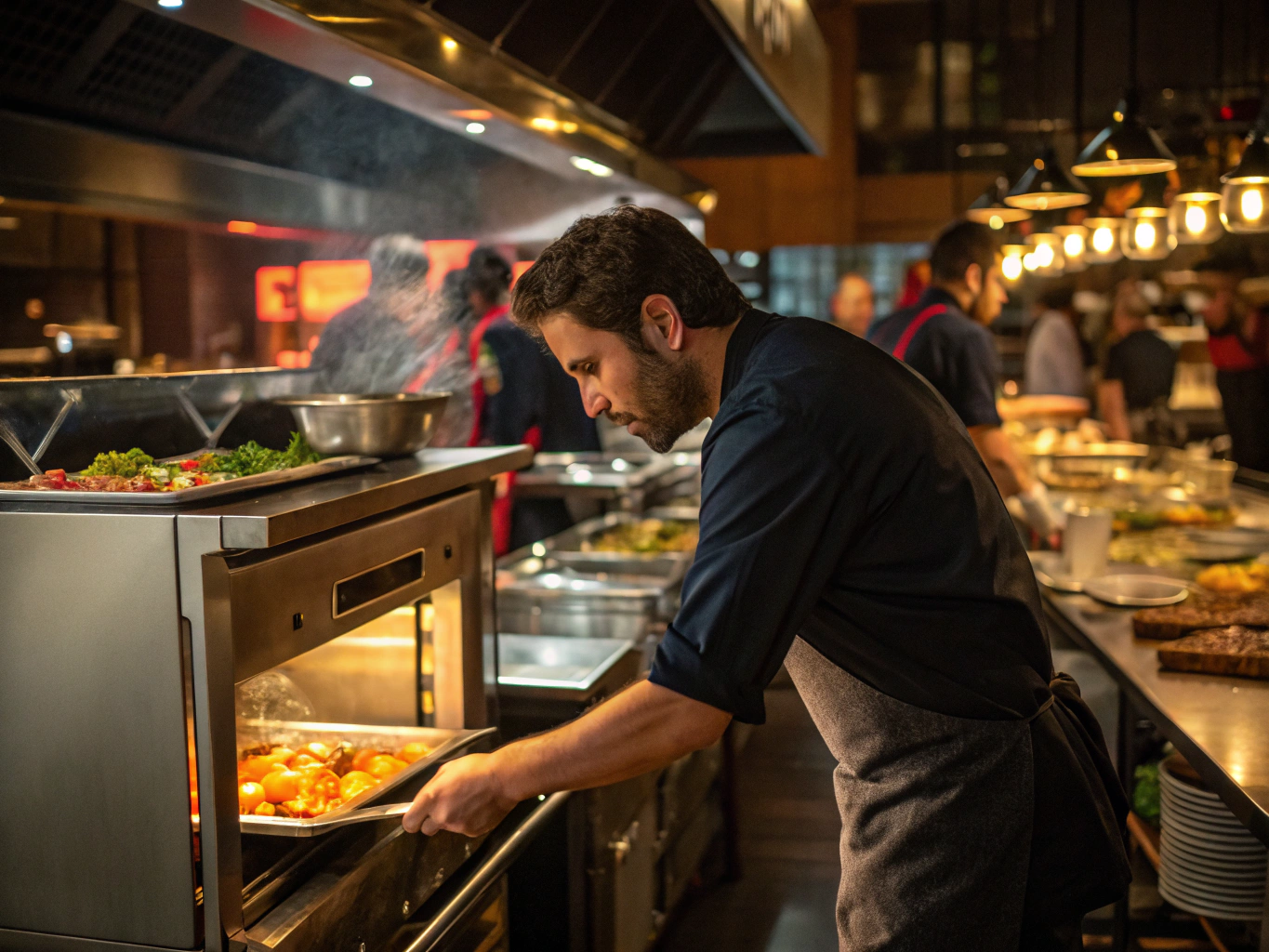 Technician repairing commercial restaurant deep fryer